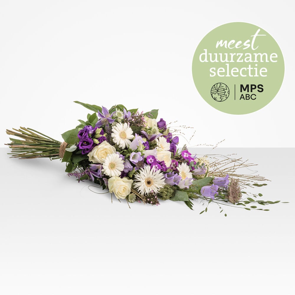 Duurzaam pastel rouwboeket